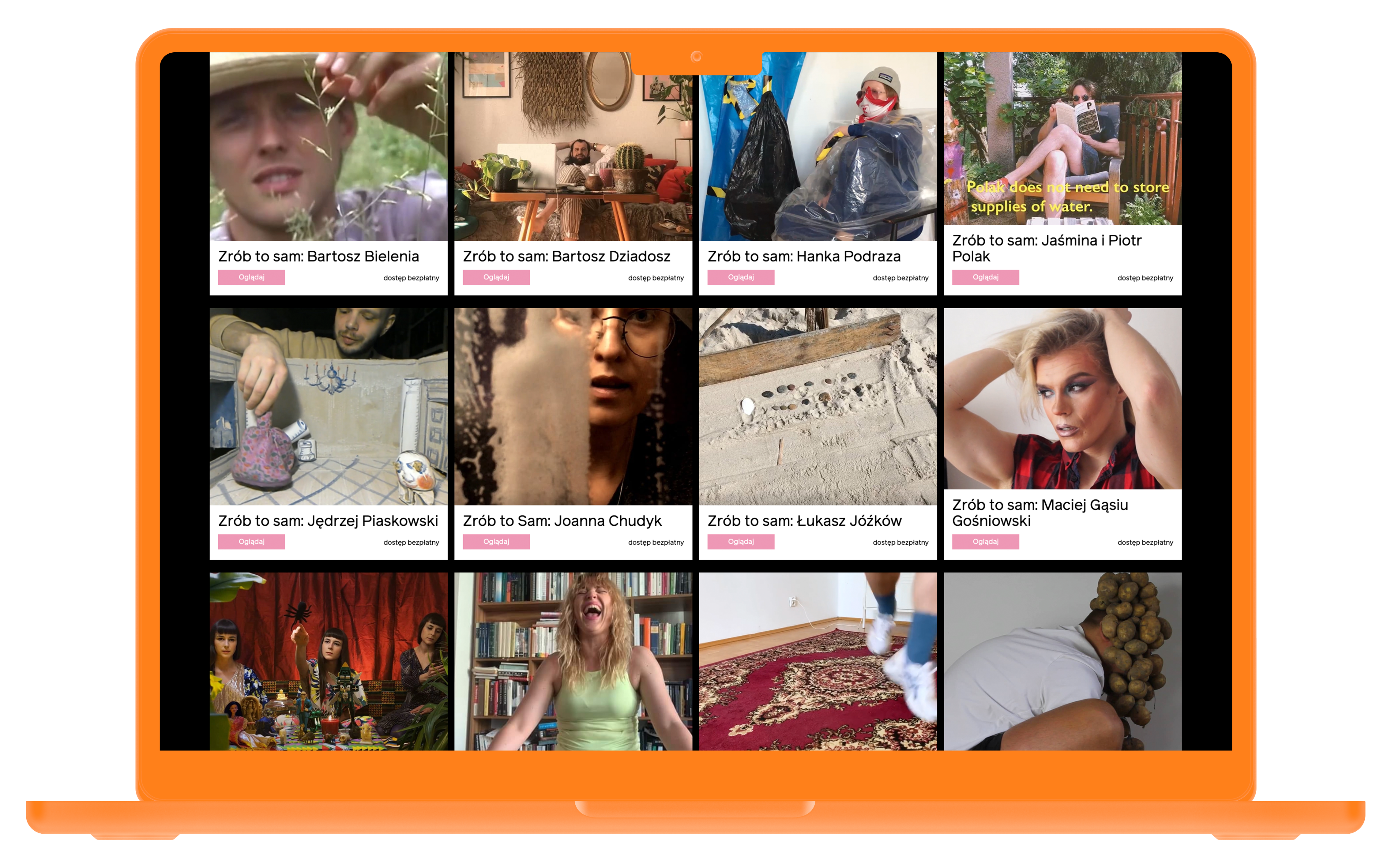 Materiały VOD dostępne przez cały czas — widok platformy